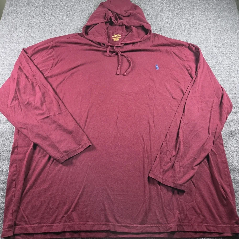 Polo Ralph Lauren Hoodie Mens Size 3XB Red Lightweight Pullover Blue Pony